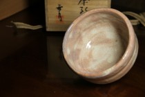 122萩燒 切高台緋色釉貫入