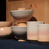 425萩燒 對組茶碗湯呑 手作窯變貫入