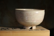 344日本 手作割高台枇杷釉茶盞