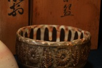 995眠翁 濑户菊叶浮雕茶碗