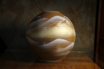 410九谷燒 飛鶴連山暮景繪付