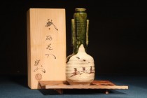 429松本鐵山 鐵繪松林紋 附供台