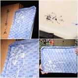 436染付 藍地市松紋白花草文