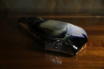 339柴燒釜敷 藍釉窯變垂流落灰