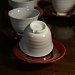 428祥靖窯 白釉貫入煎茶杯 附朱塗茶托